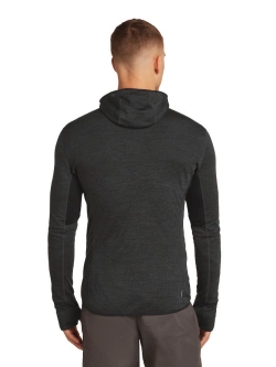 Bluza termoaktywna z kapturem Icebreaker Merino Blend 200 RealFleece Descender LS Zip Hoodie szara