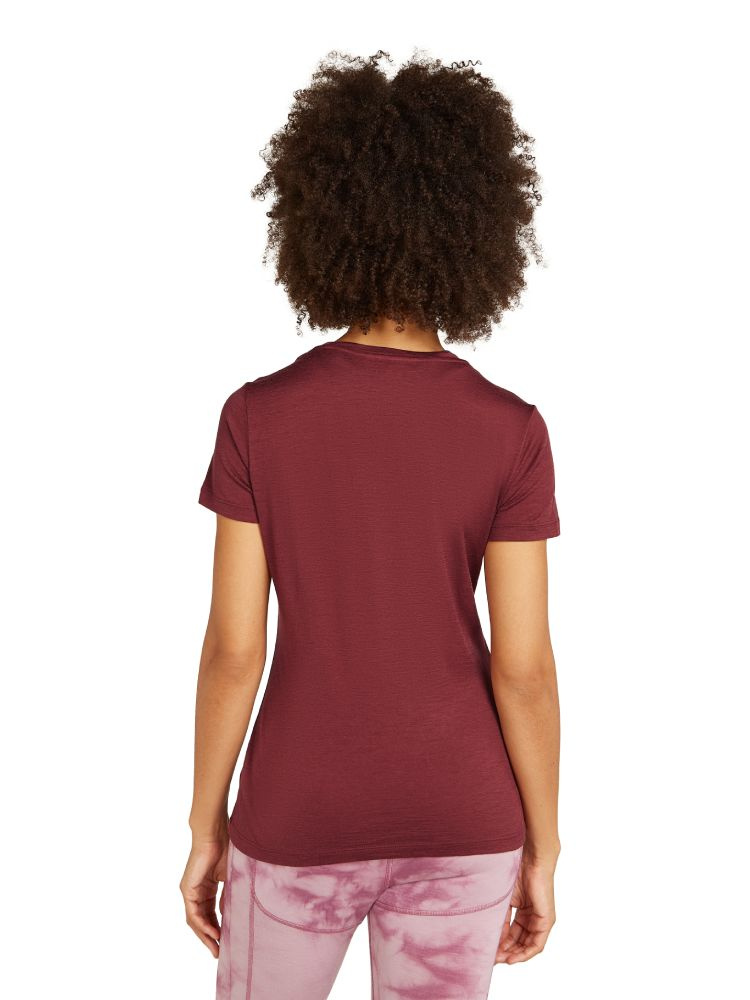 Koszulka termoaktywna damska Icebreaker 150 Tech Lite III SS Scoop Tee Logo Reflections bordowa