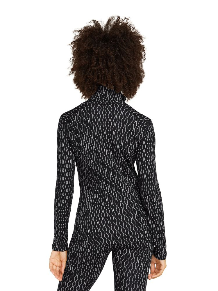 Koszulka termiczna damska z długim rękawem i zamkiem do połowy Icebreaker Merino 260 Vertex On-Piste czarno-biała