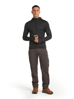 Bluza termoaktywna z kapturem Icebreaker Merino Blend 200 RealFleece Descender LS Zip Hoodie szara