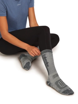 Skarpety termoaktywne damskie Icebreaker Merino Hike+ Mountaineer Mid Calf czarno-szare