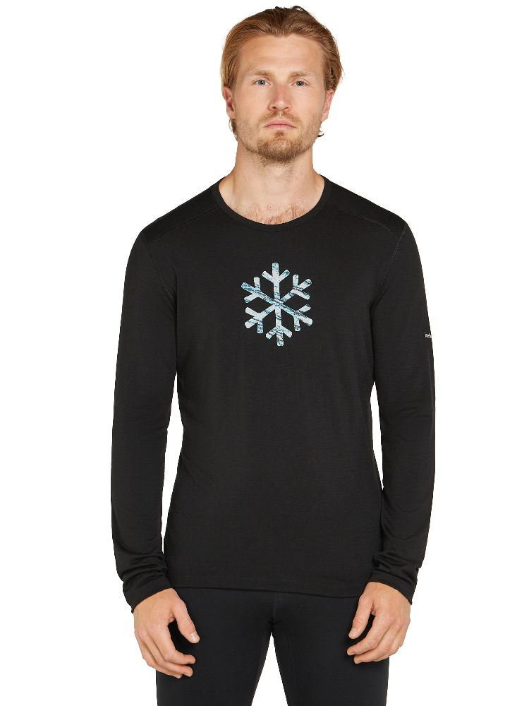 Koszulka termoaktywna z długim rękawem Icebreaker 200 Oasis LS Crewe POW czarna