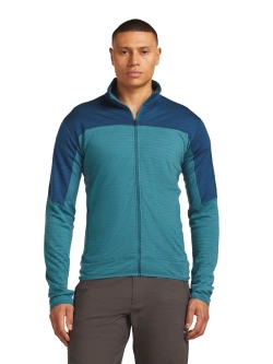 Bluza termoaktywna z zamkiem Icebreaker Merino Blend 300 RealFleece Descender LS Zip niebieska