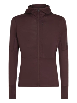 Bluza termoaktywna z kapturem Icebreaker Merino Blend 200 RealFleece Descender LS Zip Hoodie bordowa