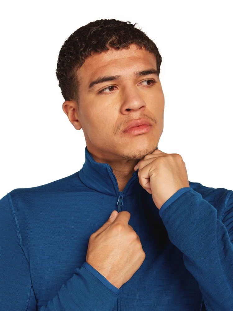 Kurtka termoaktywna Icebreaker Merino Blend 400 RealFleece Descender LS Zip ciemnoniebieska