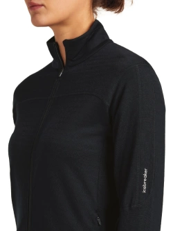 Bluza termoaktywna damska z zamkiem Icebreaker Merino Blend 300 RealFleece Descender LS Zip czarna