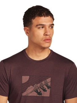 Koszulka termoaktywna z krótkim rękawem Icebreaker Merino 150 Tech Lite SS Tee In The Wild bordowa