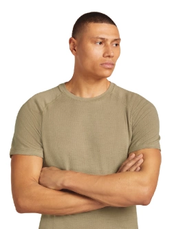 Koszulka termiczna z krótkim rękawem Icebreaker Merino 200 Waffle Elevation SS Tee beżowa