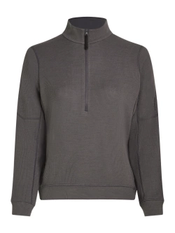 Dzianinowa koszulka termoaktywna damska Icebreaker Merino Blend 260 Waffle Knit Wander LS Half Zip z długim rękawem szara