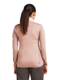 Bluza termoaktywna damska z zamkiem Icebreaker Merino Blend 300 RealFleece Descender LS Zip różowa