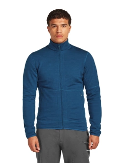 Kurtka termoaktywna Icebreaker Merino Blend 400 RealFleece Descender LS Zip ciemnoniebieska