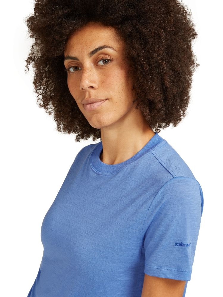 Koszulka termoaktywna damska Icebreaker 150 Tech Lite III SS Crop Tee niebieska