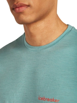 Koszulka termiczna z krótkim rękawem Icebreaker Merino 150 Tech Lite SS Tee IB Wordmark jasnoniebieska