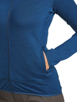 Bluza termoaktywna damska z zamkiem Icebreaker Merino Blend 300 RealFleece Descender LS Zip ciemnoniebieska