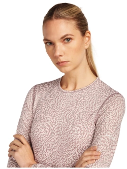 Koszulka termiczna damska z długim rękawem Icebreaker Merino 200 Oasis LS Crewe Flock Forms AOP różowo-biała