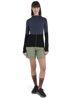 Bluza damska z zamkiem i kapturem Icebreaker 200 Realfleece Descender granatowo-czarna