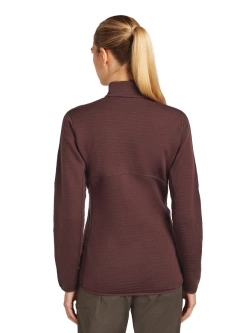 Kurtka termoaktywna damska Icebreaker Merino Blend 400 RealFleece Descender LS Zip bordowa