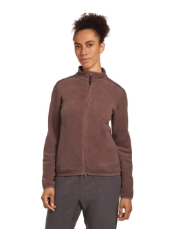 Bluza termoaktywna damska z zamkiem Icebreaker Merino Blend 800 RealFleece Classic Pile LS Zip brązowa
