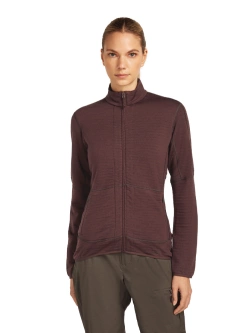 Kurtka termoaktywna damska Icebreaker Merino Blend 400 RealFleece Descender LS Zip bordowa