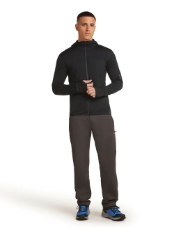 Bluza termoaktywna z kapturem Icebreaker Merino Blend 300 RealFleece Descender LS Zip Hoodie szara