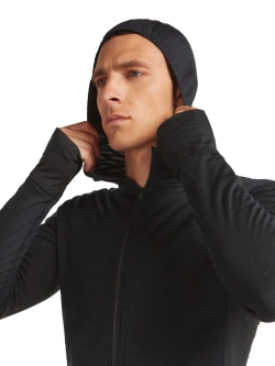 Bluza termoaktywna z kapturem Icebreaker Merino Blend 300 RealFleece Descender LS Zip Hoodie szara