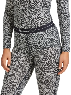 Legginsy termoaktywne damskie Icebreaker Merino 200 Oasis Flock Forms AOP granatowo-białe