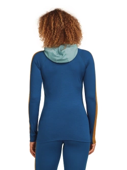 Koszulka termiczna damska z kapturem Icebreaker Merino 200 Oasis+ LS Half Zip Hoodie niebiesko-pomarańczowa