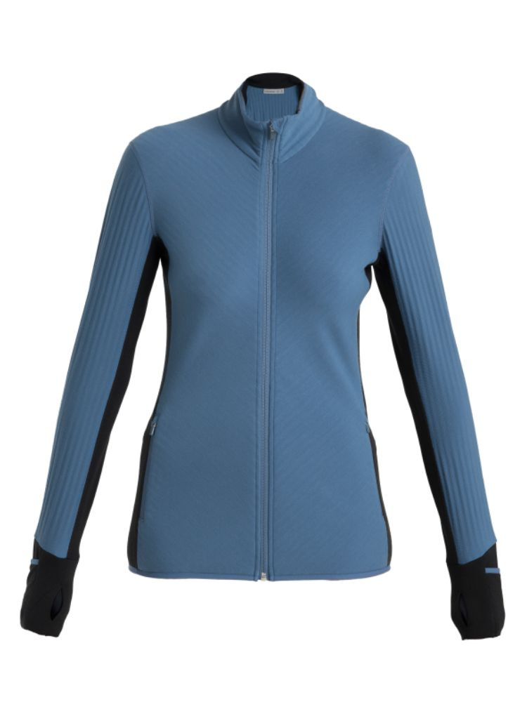 Bluza termoaktywna damska z zamkiem Icebreaker Descender niebiesko-czarna
