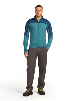 Bluza termoaktywna z zamkiem Icebreaker Merino Blend 300 RealFleece Descender LS Zip niebieska