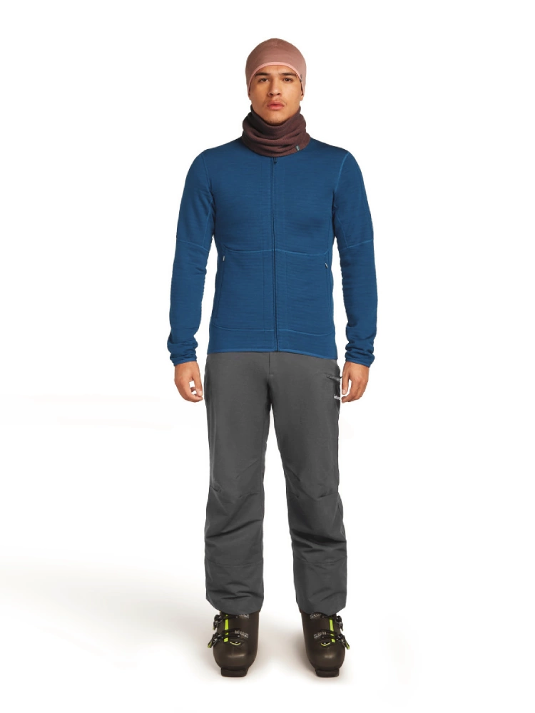 Kurtka termoaktywna Icebreaker Merino Blend 400 RealFleece Descender LS Zip ciemnoniebieska