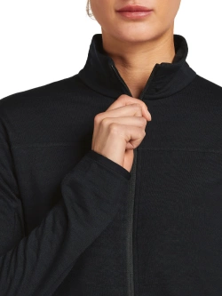 Bluza termoaktywna damska z zamkiem Icebreaker Merino Blend 300 RealFleece Descender LS Zip czarna