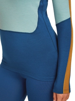 Koszulka termiczna damska z kapturem Icebreaker Merino 200 Oasis+ LS Half Zip Hoodie niebiesko-pomarańczowa