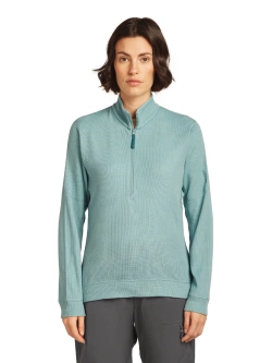 Dzianinowa koszulka termoaktywna damska Icebreaker Merino Blend 260 Waffle Knit Wander LS Half Zip z długim rękawem jasnoniebieska