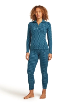 Legginsy termoaktywne damskie Icebreaker Merino 260 Tech Vertex High Rise Snow Grid AOP granatowe