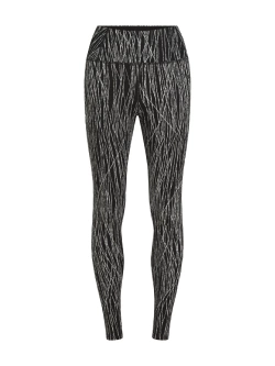 Legginsy termoaktywne damskie Icebreaker Merino 260 Tech Vertex High Rise Delta Lines AOP czarno-białe
