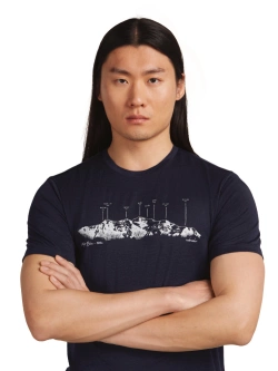 Koszulka termoaktywna z krótkim rękawem Icebreaker Merino 150 Tech Lite SS Tee The Peaks granatowa