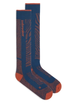 Skarpety Icebreaker Merino Blend Ski+ Light OTC Mountain Contour granatowo-pomarańczowe