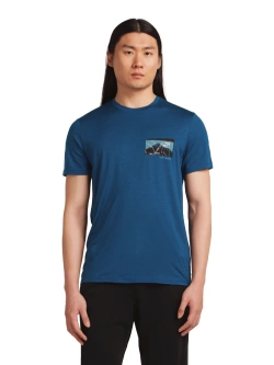 Koszulka termoaktywna z krótkim rękawem Icebreaker Merino 150 Tech Lite SS Tee Infographic ciemnoniebieska