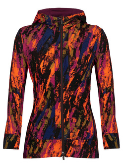 Bluza damska Icebreaker Quantum III LS Zip Sedimentaryp pomarańczowo-czarno-różowa