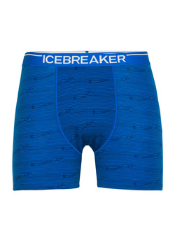 Bokserki Icebreaker Anatomica Boxers niebieskie z wzorkiem