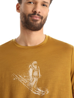 Koszulka Icebreaker Tech Lite II SS Tee Skiing Yeti musztardowa