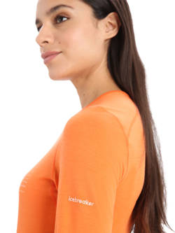 Koszulka damska Icebreaker 200 Oasis LS Crewe Ski Stripes pomarańczowa