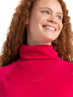 Koszulka damska Icebreaker Merino LS Roll Neck różowa