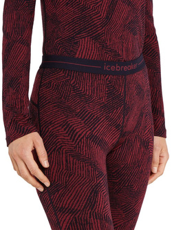 Legginsy termiczne damskie Icebreaker Merino 260 Vertex Frozen Forms czarno-bordowe